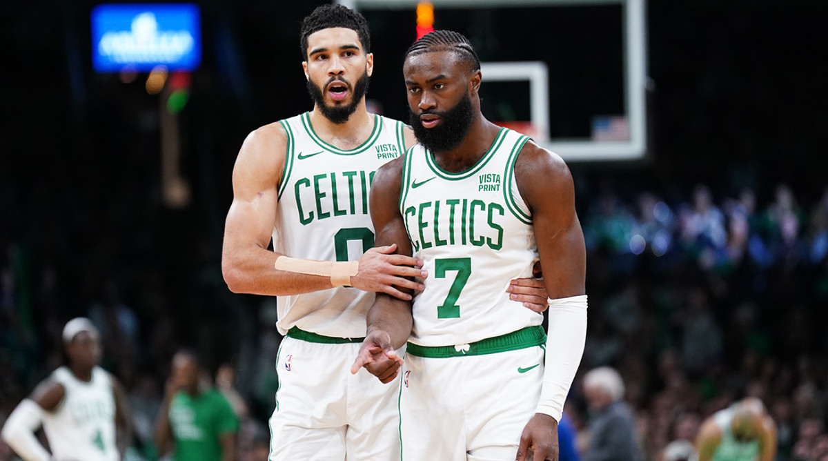 Jayson Tatum and Jaylen Brown of the Boston Celtics